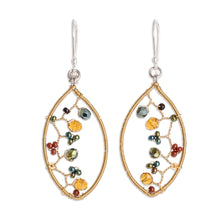 Load image into Gallery viewer, Multicolor Glass Beaded Dangle Earrings with Silver Hooks - Multicolor Crystal Web | NOVICA
