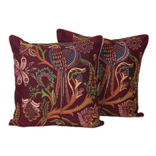 Load image into Gallery viewer, Cotton Cushion Covers with Floral Motif (Set of 2) - Floral Muse | NOVICA
