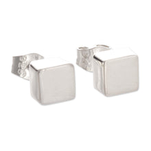 Load image into Gallery viewer, Handcrafted Sterling Cube Earrings - Energy Cube | NOVICA
