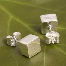 Load image into Gallery viewer, Handcrafted Sterling Cube Earrings - Energy Cube | NOVICA
