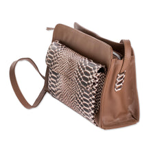 Load image into Gallery viewer, Leather Shoulder Bag With Attached Wallet From Nicaragua - Serpent Chic | NOVICA

