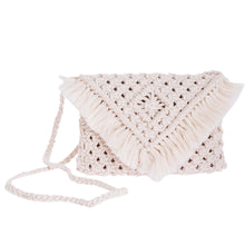 Load image into Gallery viewer, Cotton Macrame Shoulder Bag With Cotton Lining - Mini Macrame Diamonds | NOVICA
