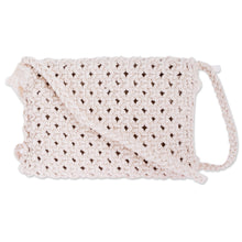 Load image into Gallery viewer, Cotton Macrame Shoulder Bag With Cotton Lining - Mini Macrame Diamonds | NOVICA
