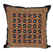 Load image into Gallery viewer, Embroidered Cotton Cushion Cover with Floral Motif - Palace Maze | NOVICA
