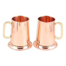 Load image into Gallery viewer, High Shine Copper Drinking Mugs with Gold Handles (Pair) - Morning Shine | NOVICA
