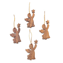 Load image into Gallery viewer, Hand Carved Wooden Christmas Ornaments (Set of 4) - Simple Angels | NOVICA

