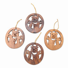 Load image into Gallery viewer, Hand Carved Wood Snowman Ornaments (Set of 4) - Festive Snowmen | NOVICA
