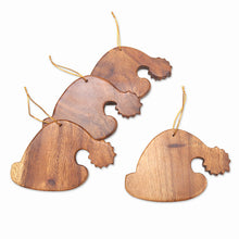 Load image into Gallery viewer, Handcrafted Wood Ornaments from Bali (Set of 4) - Santa Hats | NOVICA
