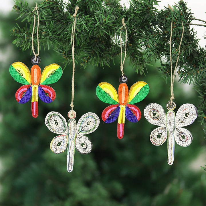 Eco-Friendly Dragonfly Ornaments (Set of 4) - Dragonfly Dreams | NOVICA