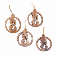 Load image into Gallery viewer, Carved Wood Christmas Ornaments (Set of 4) - Wonderful Snowmen | NOVICA
