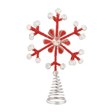 Load image into Gallery viewer, Red Beaded Snowflake Tree Topper - Radiant Snowflake | NOVICA
