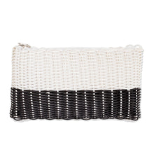 Load image into Gallery viewer, Bicolor Recycled Central American Handwoven Cosmetic Bag - White on Black | NOVICA
