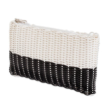 Load image into Gallery viewer, Bicolor Recycled Central American Handwoven Cosmetic Bag - White on Black | NOVICA
