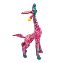 Load image into Gallery viewer, Wood Hand Painted Giraffe Alebrije Finely Painted in Red - Stargazing Giraffe in Red | NOVICA
