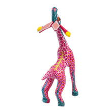 Load image into Gallery viewer, Wood Hand Painted Giraffe Alebrije Finely Painted in Red - Stargazing Giraffe in Red | NOVICA
