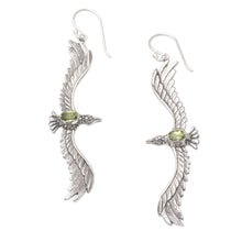 Load image into Gallery viewer, Peridot Eagle-Motif Dangle Earrings from Bali - Green Eagle | NOVICA
