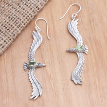 Load image into Gallery viewer, Peridot Eagle-Motif Dangle Earrings from Bali - Green Eagle | NOVICA
