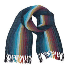 Load image into Gallery viewer, Hand Woven 100% Alpaca Wool Scarf in Rainbow Colors - Pastoruri Rainbow | NOVICA
