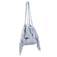 Load image into Gallery viewer, Macrame Cotton Shoulder Bag in Light Grey - Terra Fria in Ash | NOVICA
