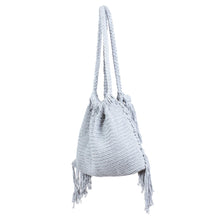 Load image into Gallery viewer, Macrame Cotton Shoulder Bag in Light Grey - Terra Fria in Ash | NOVICA
