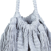 Load image into Gallery viewer, Macrame Cotton Shoulder Bag in Light Grey - Terra Fria in Ash | NOVICA
