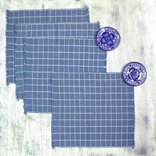 Load image into Gallery viewer, Blue-Grey Hand Woven Checkered Cotton Placemats (Set of 4) - Central Highlands Blue | NOVICA

