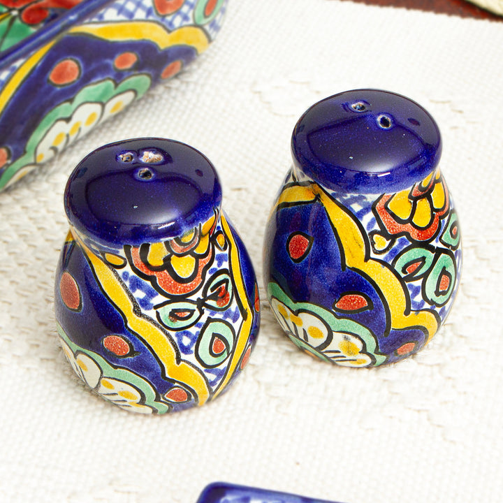 Multicolored Ceramic Salt and Pepper Set (Pair) - Hidalgo Fiesta | NOVICA