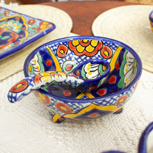 Load image into Gallery viewer, Handmade Ceramic Bowl and Spoon Set - Hidalgo Fiesta | NOVICA
