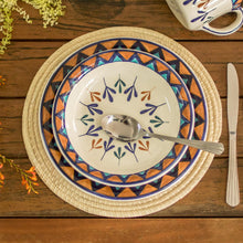 Load image into Gallery viewer, Two Off-White Ceramic Luncheon Plates with Geometric Design - Antigua Breeze | NOVICA

