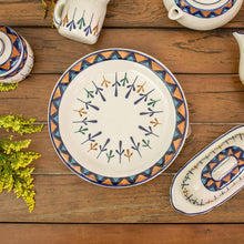 Load image into Gallery viewer, Two Off-White Ceramic Luncheon Plates with Geometric Design - Antigua Breeze | NOVICA
