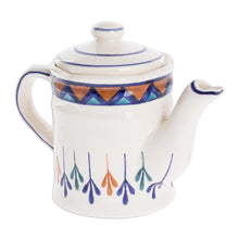 Load image into Gallery viewer, Ceramic Hand Painted Coffeepot with Geometric Design - Antigua Breeze | NOVICA

