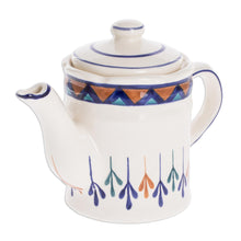 Load image into Gallery viewer, Ceramic Hand Painted Coffeepot with Geometric Design - Antigua Breeze | NOVICA
