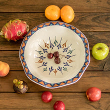 Load image into Gallery viewer, Ceramic Hand-Painted Fruit Bowl with Geometric Design - Antigua Breeze | NOVICA
