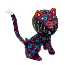 Load image into Gallery viewer, Purple Sleepy Lion Alebrije Carving with Detachable Tail - Insomniac Lion | NOVICA
