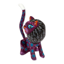 Load image into Gallery viewer, Purple Sleepy Lion Alebrije Carving with Detachable Tail - Insomniac Lion | NOVICA
