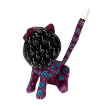 Load image into Gallery viewer, Purple Sleepy Lion Alebrije Carving with Detachable Tail - Insomniac Lion | NOVICA

