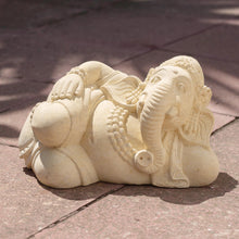Load image into Gallery viewer, Sandstone Ganesha Statuette from Bali - Sunbathing Ganesha | NOVICA
