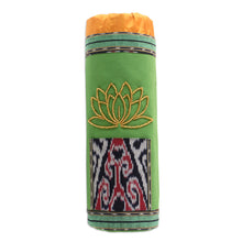 Load image into Gallery viewer, Ikat Cotton Yoga Mat Carrier with Lotus Motif - Large Golden Lotus | NOVICA
