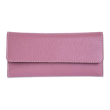 Load image into Gallery viewer, Dusty Rose Leather Tri Fold Wallet With Snap Closure - Salvadoran Mauve | NOVICA

