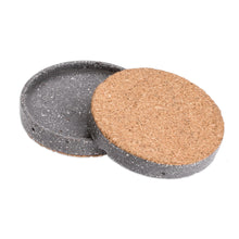 Load image into Gallery viewer, Molded Cement Round Coasters in Speckled Black (Set of 4) - Speckled Black | NOVICA
