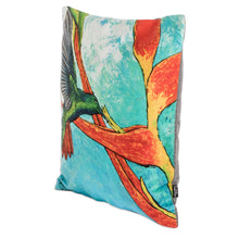 Load image into Gallery viewer, Tropical Themed Cushion Cover from Costa Rica - Oneiric Hummingbird | NOVICA
