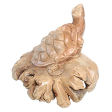 Load image into Gallery viewer, Hand Carved Jempinis Wood Turtle Sculpture - Struggling Turtle | NOVICA

