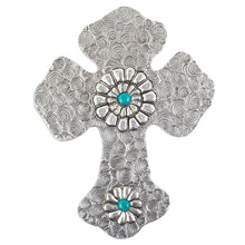 Load image into Gallery viewer, Colonial Mexico Style Aluminum Cross Wall Decoration - Radiant Faith | NOVICA
