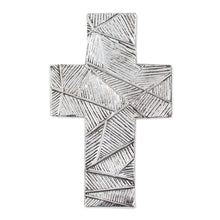 Load image into Gallery viewer, Wall Cross in Oxidized Crosshatched Aluminum Repousse - Mexican Belief | NOVICA
