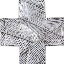 Load image into Gallery viewer, Wall Cross in Oxidized Crosshatched Aluminum Repousse - Mexican Belief | NOVICA
