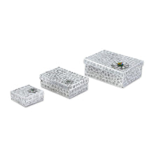Load image into Gallery viewer, Gift Style Lidded Decorative Boxes of Aluminum (Set of 3) - Merry Gifts | NOVICA
