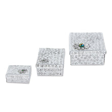 Load image into Gallery viewer, Gift Style Lidded Decorative Boxes of Aluminum (Set of 3) - Merry Gifts | NOVICA
