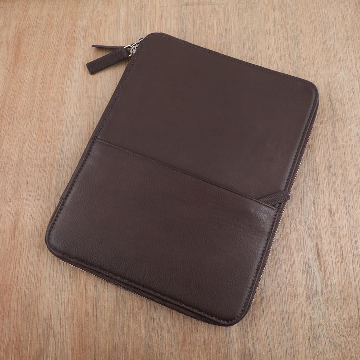 Brown Leather Travel Office Folio - Ultimate Travel Folio in Brown | NOVICA