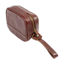 Load image into Gallery viewer, Brown Leather Toiletries Case Travel Bag with Wrist Strap - Salamanca Sojourn | NOVICA
