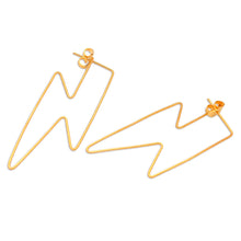 Load image into Gallery viewer, Gold-Plated Lightening Bolt Drop Earrings - Golden Bolt | NOVICA
